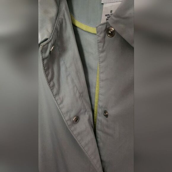 Gap Factory Store Blue Grunge Lightweight Cotton Trench Coat Women’s Small - Picture 4 of 6